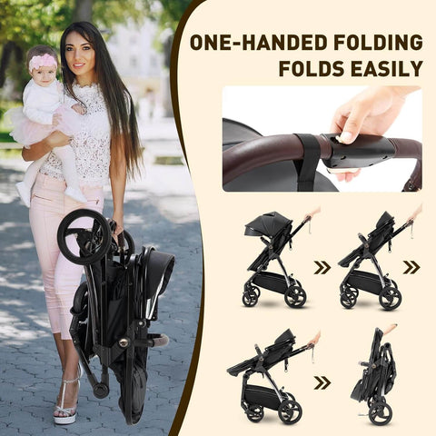 3-in-1 Baby Stroller & Car Seat Set — Foldable